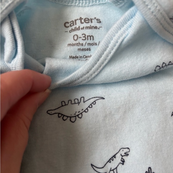 Set of 3 Dinosaur Baby Bodysuits - Light Blue, Navy, White - Picture 3 of 4